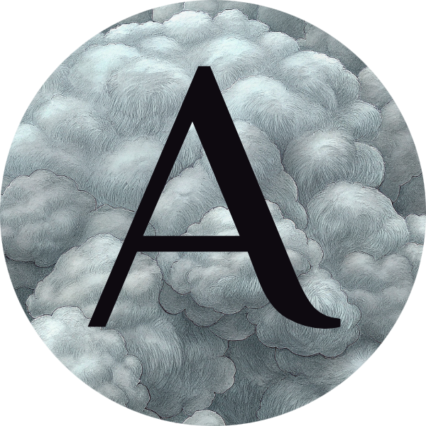 Letter A on a bed of clouds logo