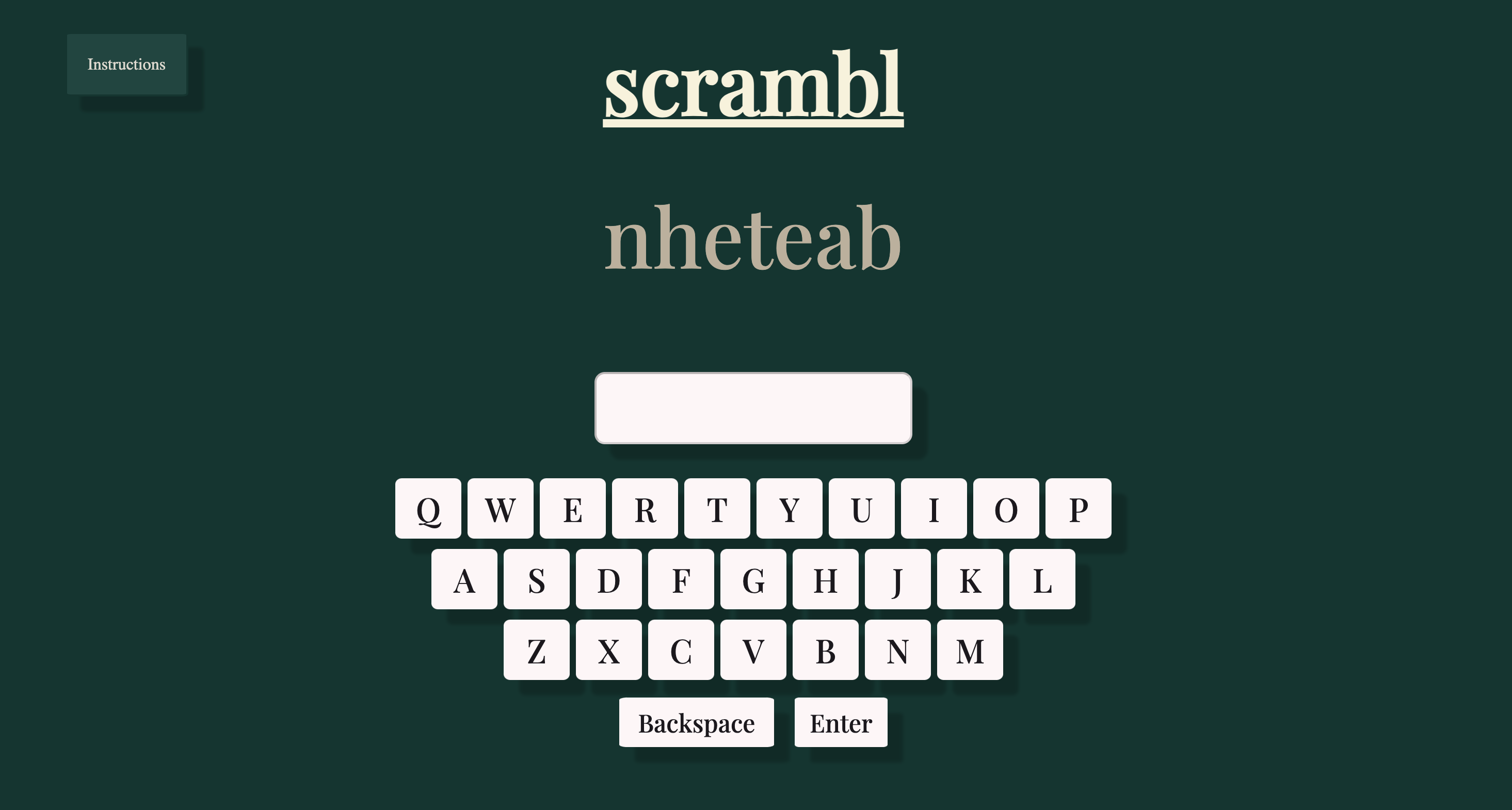 screen capture of Scrambl web application