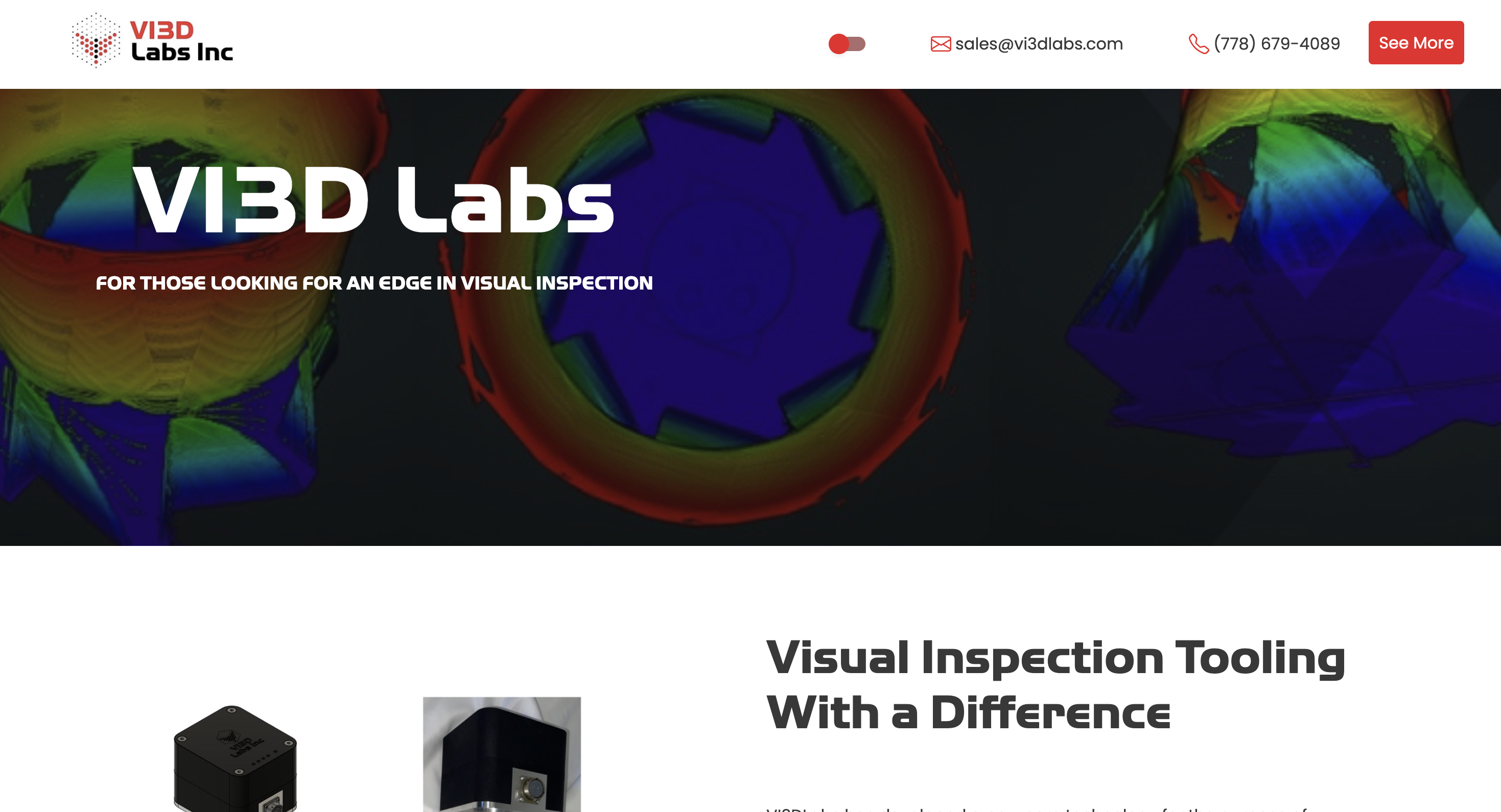 screen capture of VI3D Labs web application